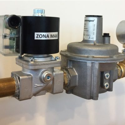 Rampa gas con elettrovalvole e regolatore di pressione